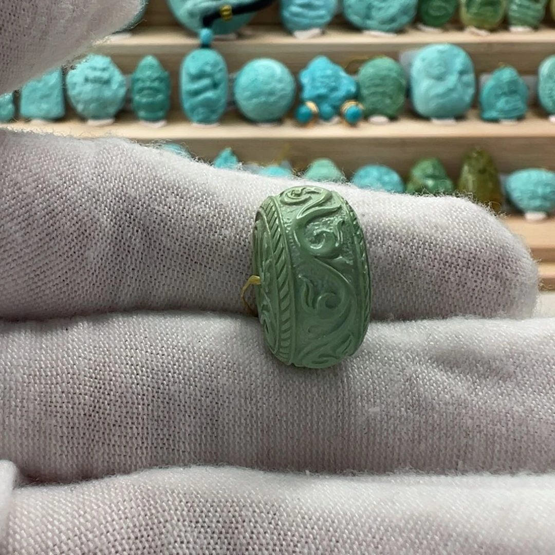未镶嵌绿松石唐草珠16x9mm