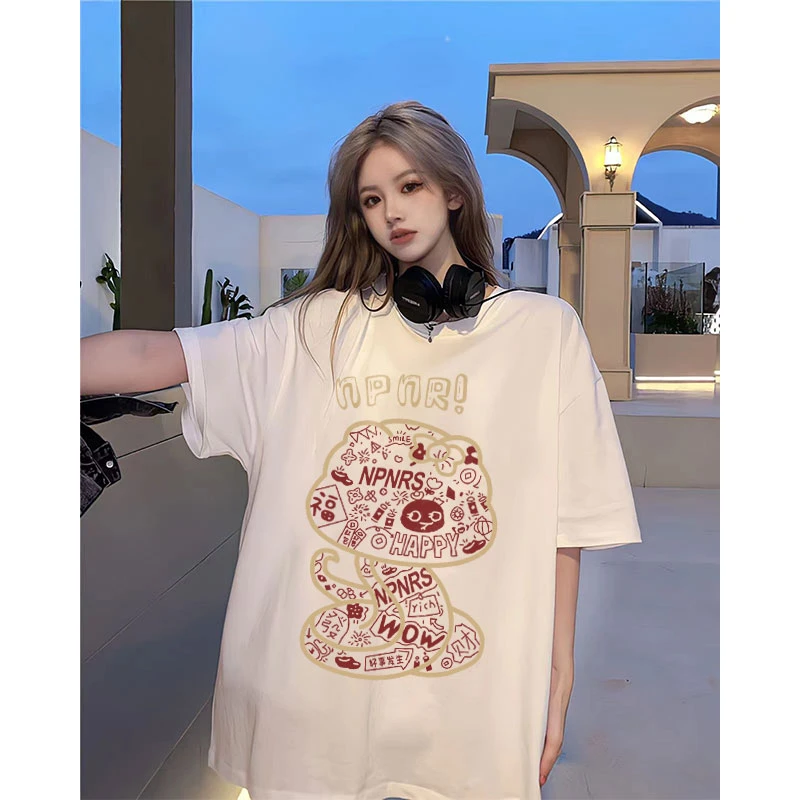 【纯棉】男女同款印花1010短袖T恤男女夏季休闲百搭圆领休闲上衣ins