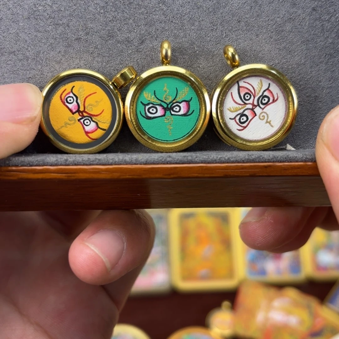 吊坠纯手绘唐卡 五路法眼