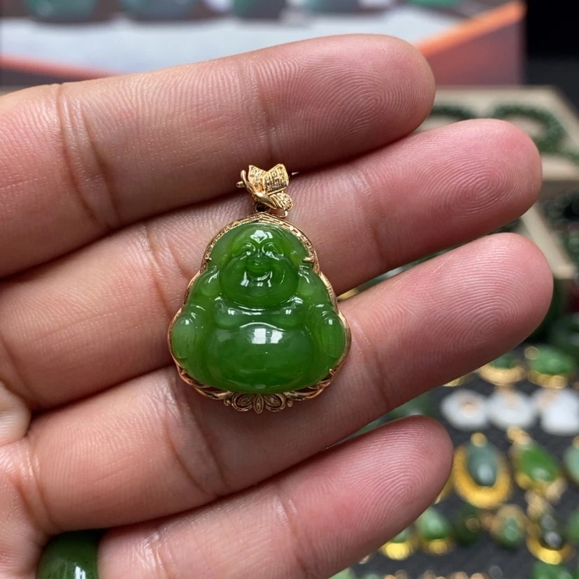 【闪购商品】和田玉（碧玉）18K金镶嵌颈饰赵****寶