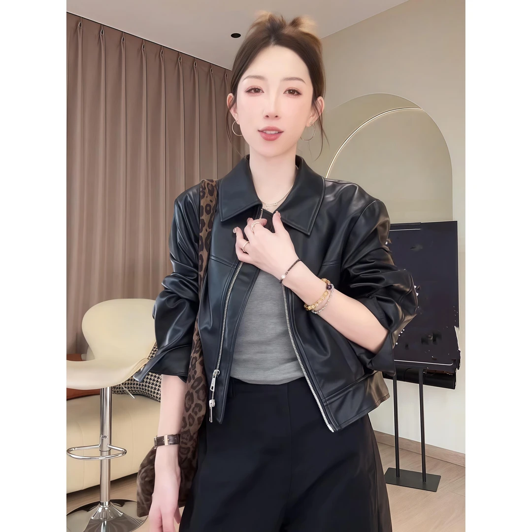 黑色皮衣外套女2025秋季新款小个子短款酷飒风衣PU皮机车服皮夹克