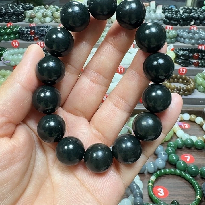 未镶嵌手链和田玉新疆黑青卡16