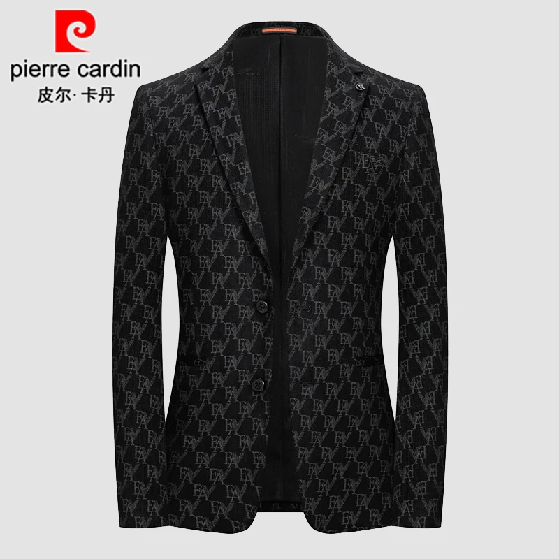 皮尔卡丹高端休闲西服男士春季新款外套商务休闲修身轻奢西装男