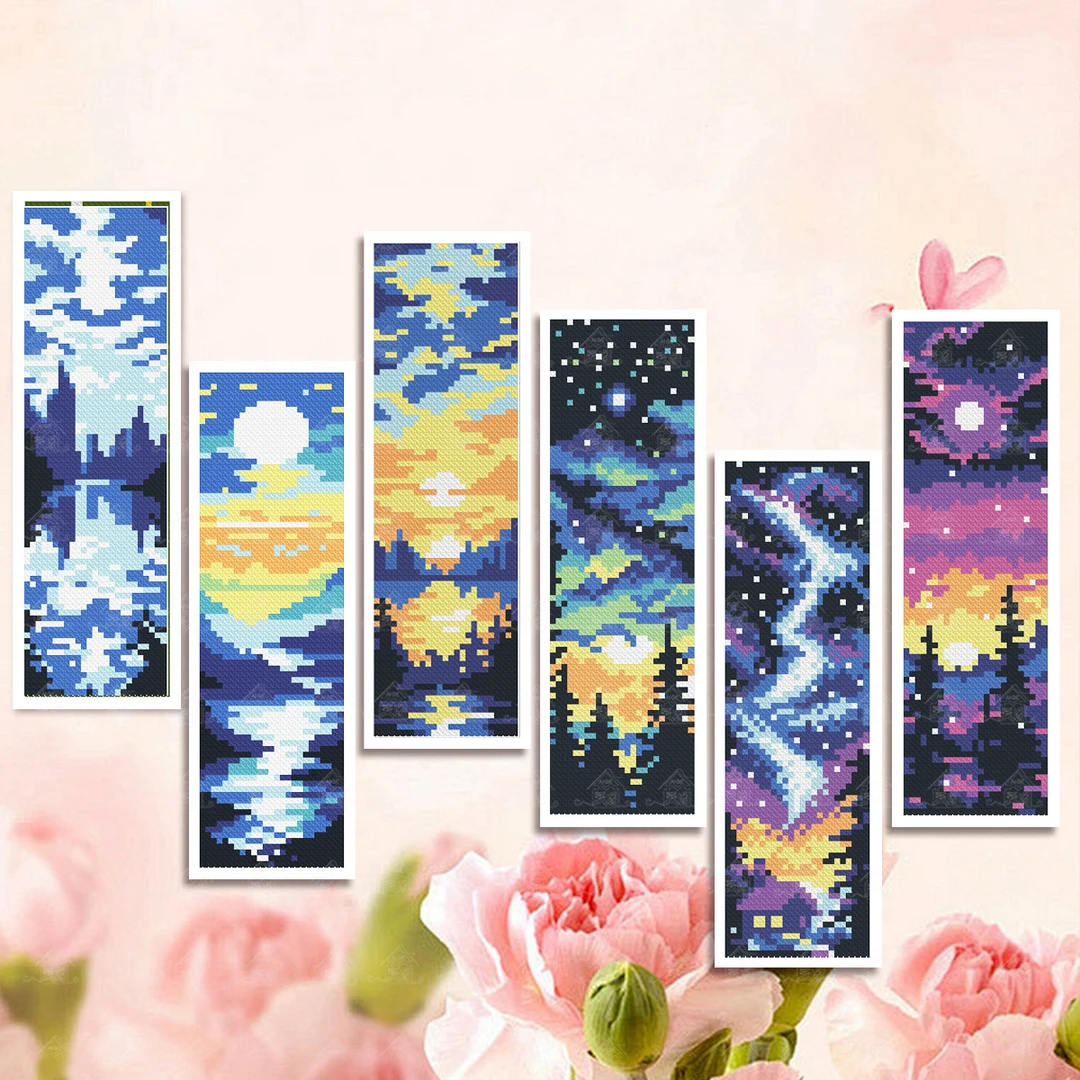 爱阁十字绣书签-时光风景录新款简约现代客厅玄关书房手工线绣