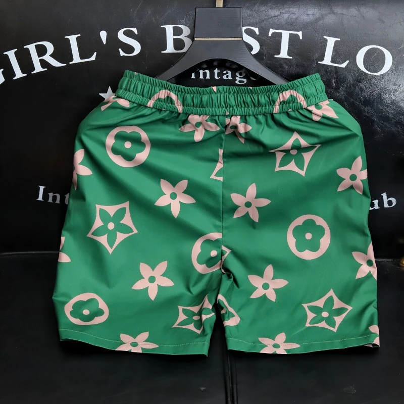 艾塞西隆比轻奢印花短裤男士夏季个性潮流薄款百搭5分裤沙滩裤男