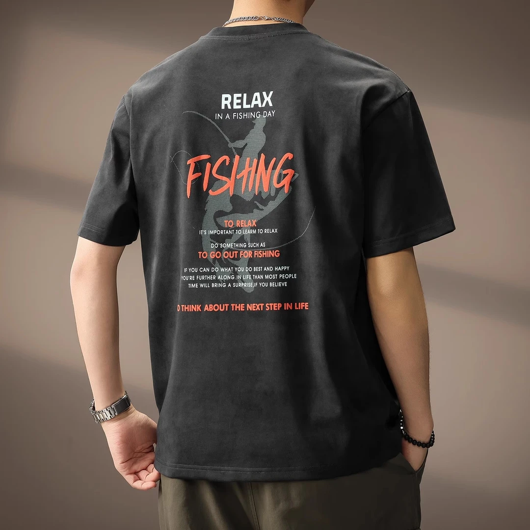 Cebrodz高端美式复古发泡印花短袖T恤男士潮牌宽松打底休闲体恤