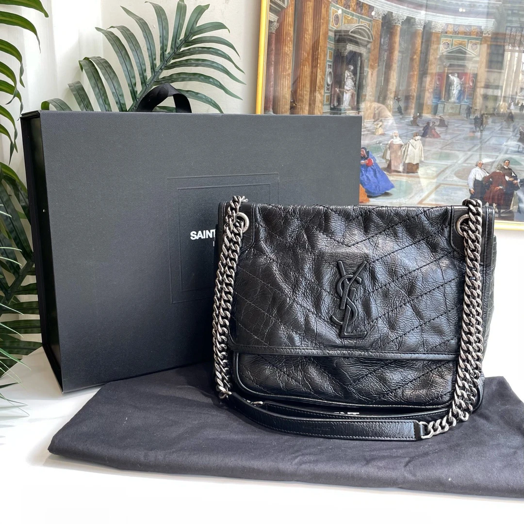 95新 YSL/圣罗兰 御古屋/84376/黑色中号Niki 19年（盒尘袋）