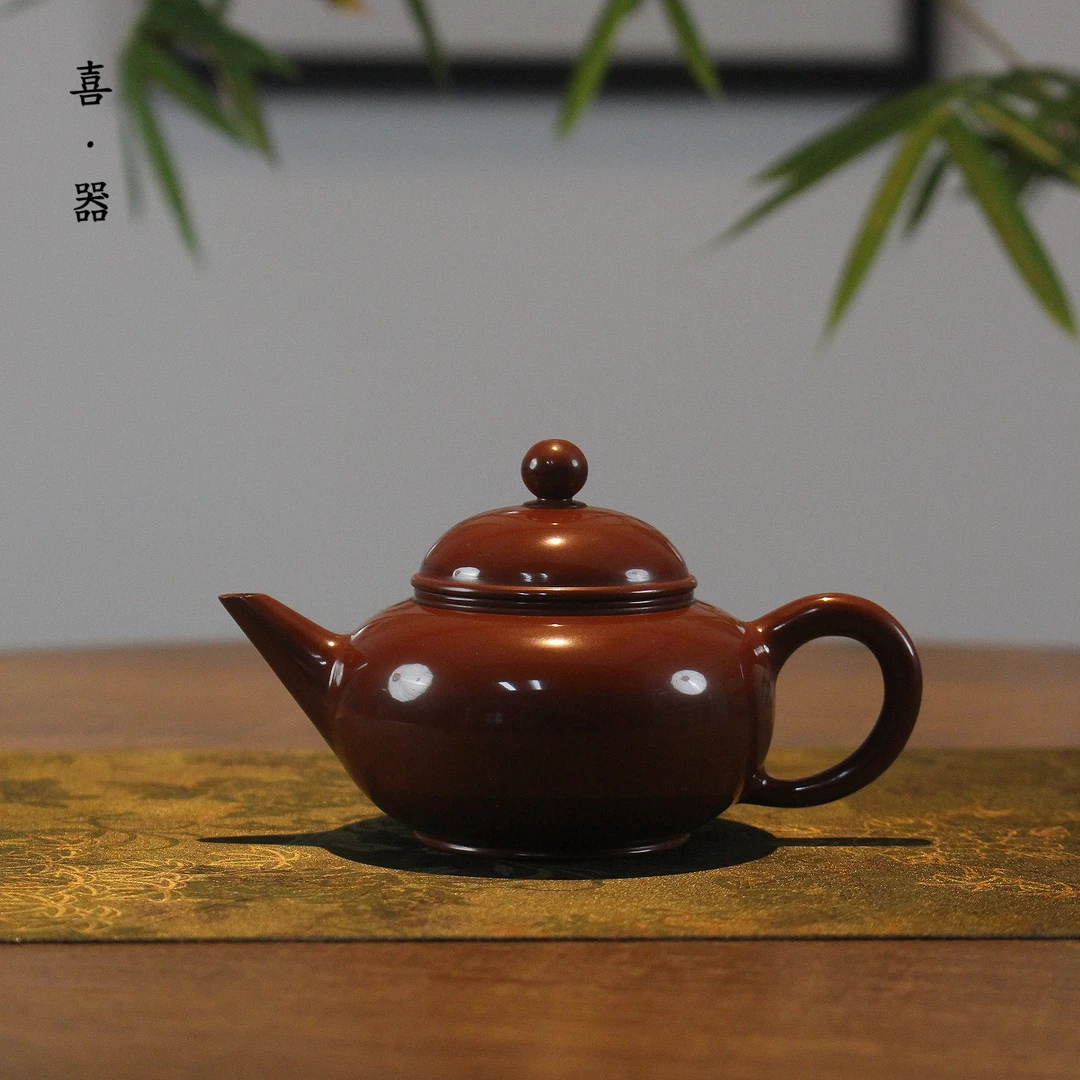 喜器 章旭文-水磨水平壶 约100cc 全手工潮州手拉壶 泡茶壶茶具