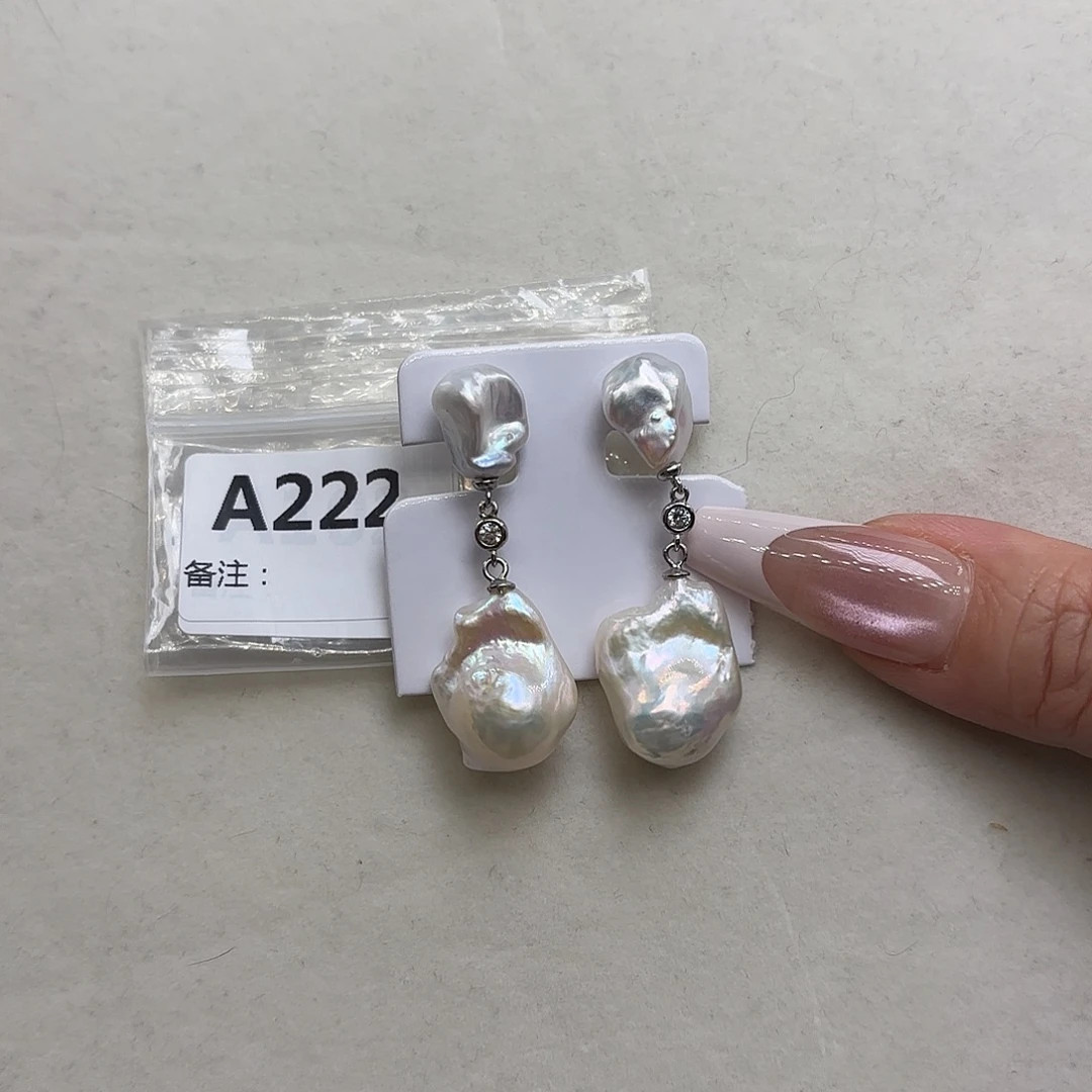 淡水珍珠耳饰银S925镶嵌