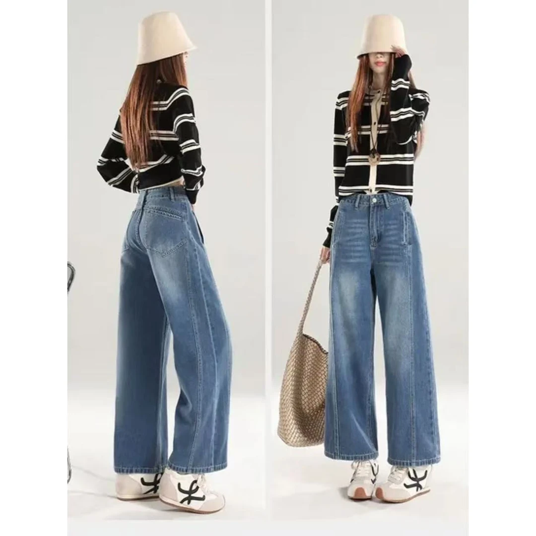 【现货+运险】秋季新款INS风直筒阔腿裤女2025年爆款休闲牛仔裤