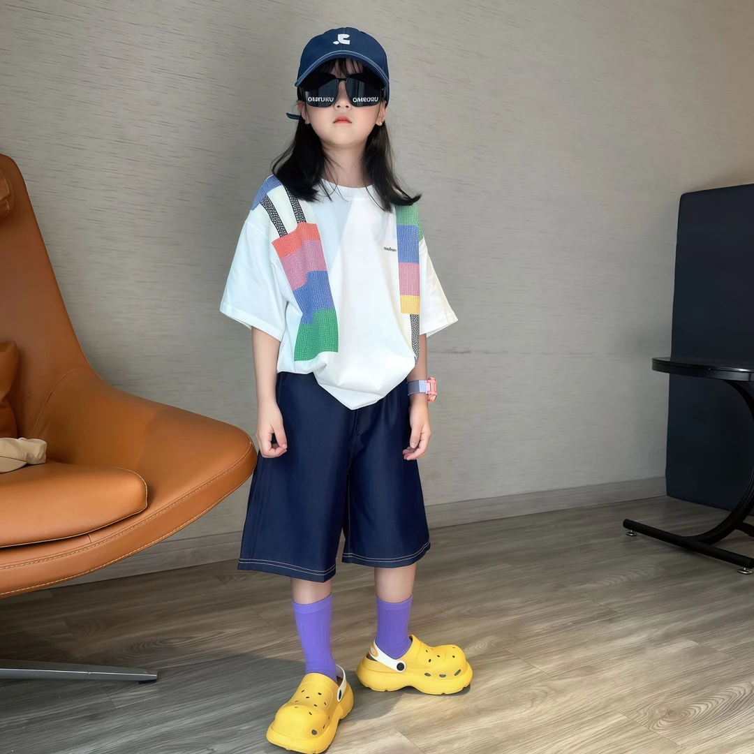 女童夏套装2025新款中大童儿童洋气时髦两件套女孩超好看韩系夏装