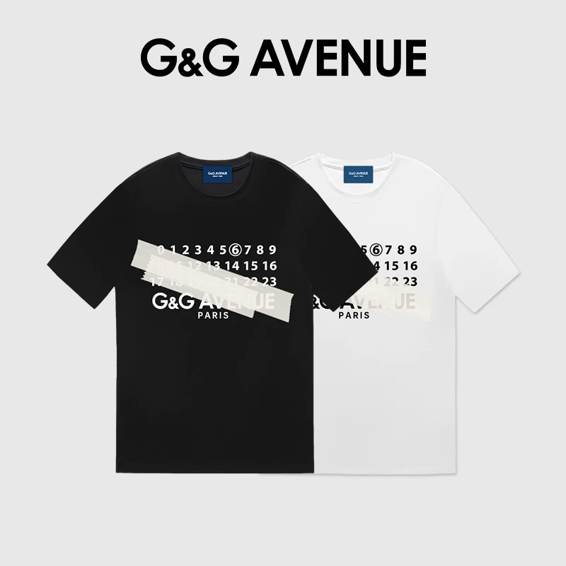 法国G&G AVENUE轻奢潮牌纯棉圆领短袖T恤男女同款-GT2411018