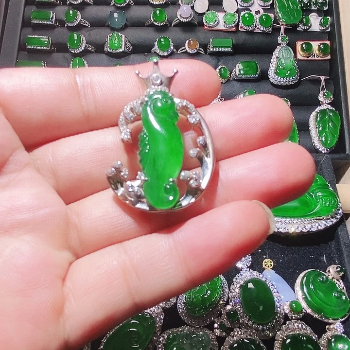 吊坠(不含链)银S925镶嵌翡翠61