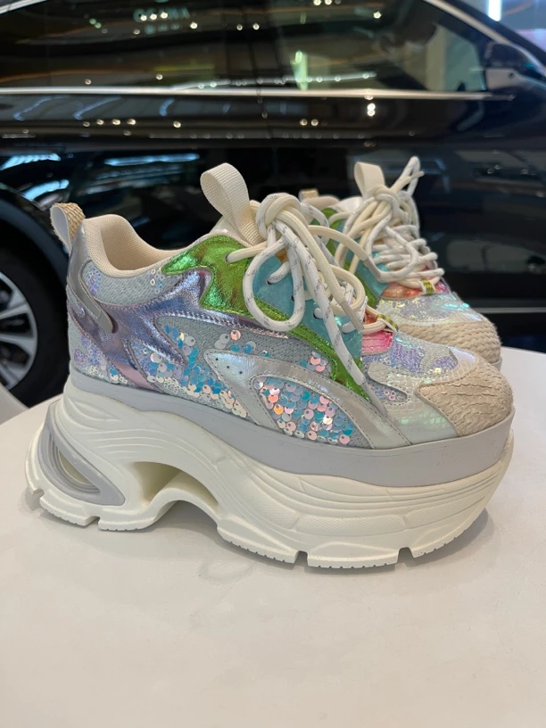 欧洲站厚底老爹鞋2025新款真皮拼色增高时尚运动休闲鞋