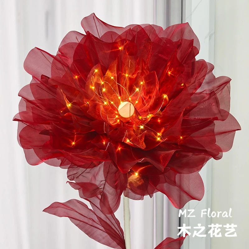 【成品发货】落地真丝珠光纱巨型花灯直播间装简约饰卧室橱窗摆件