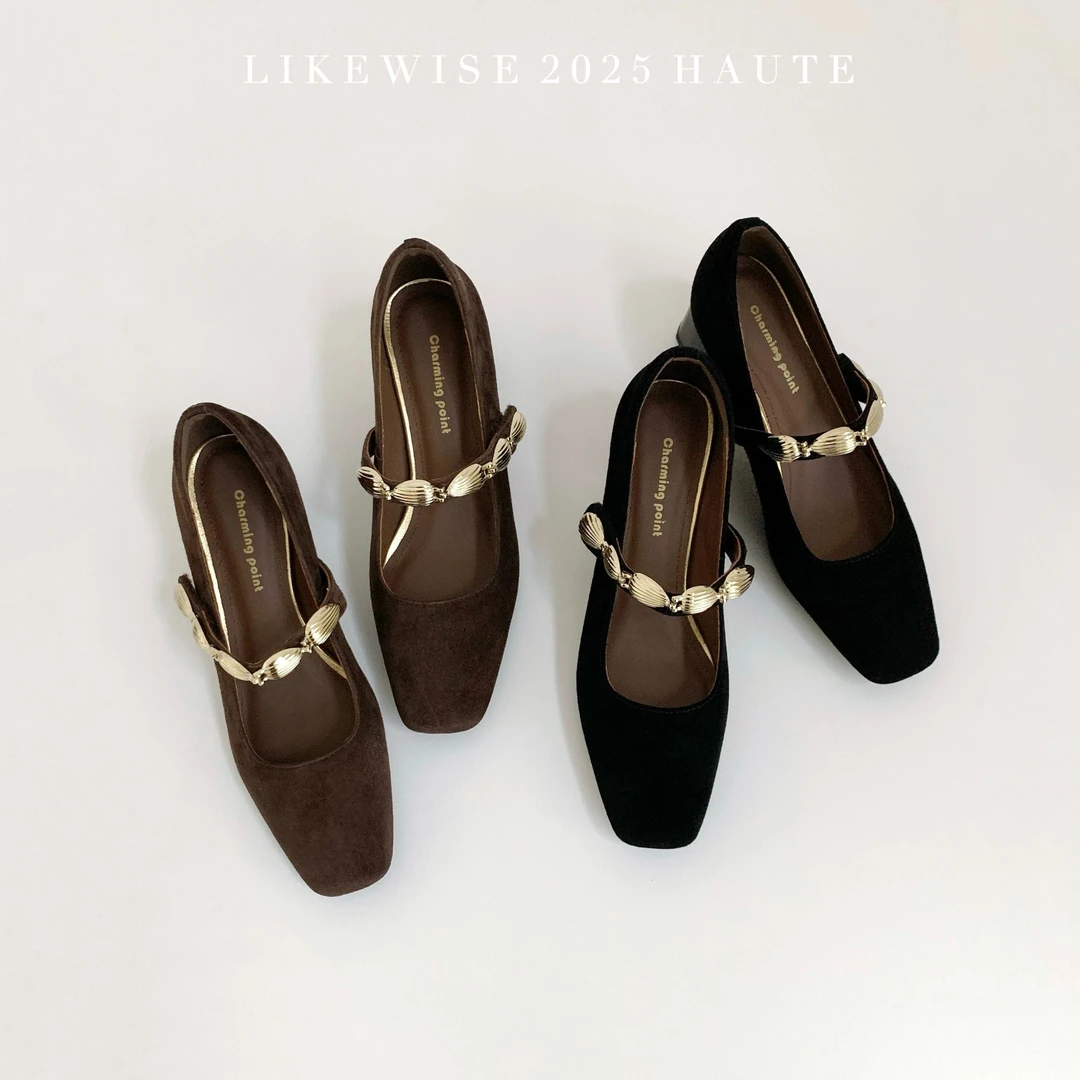 LIKE WISE HAUTE · 5CM粗跟方头浅口法式多宝复古玛丽珍单鞋