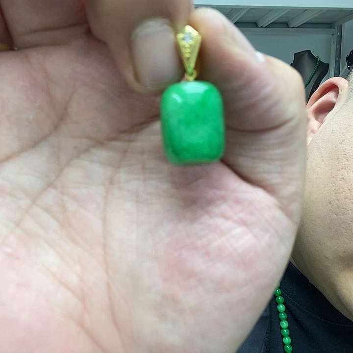 翡翠颈饰14K金镶嵌桶珠