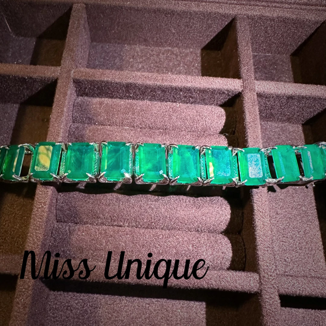 D5148绿色方糖棉纹手链