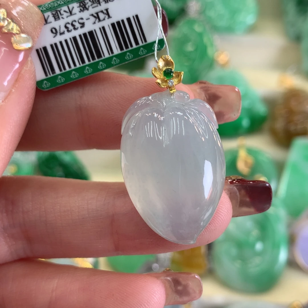 翡翠吊坠(不含链)18K金镶嵌