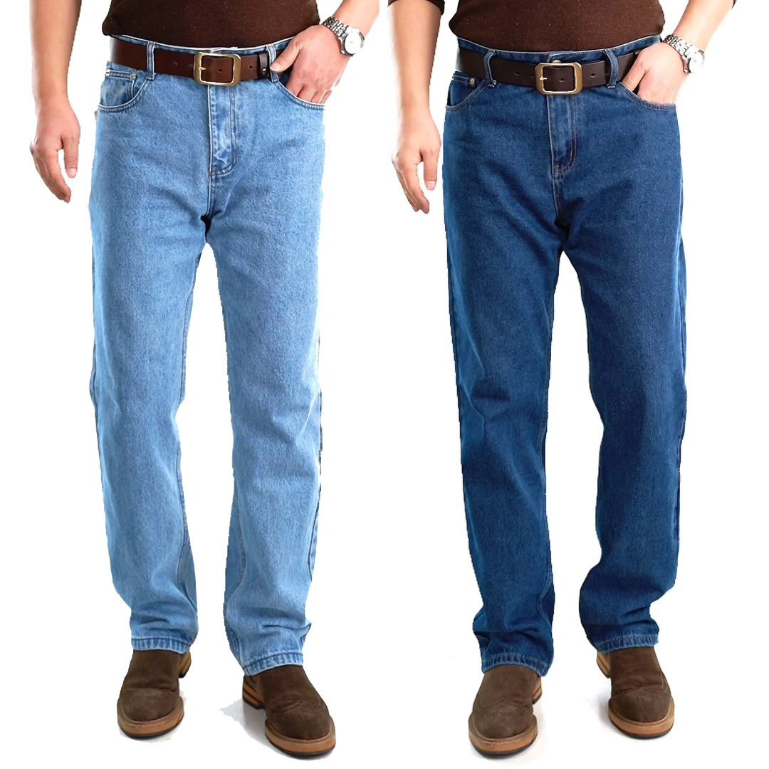 直筒牛仔裤男高腰大码男士粗布深档宽松百搭中年送爸爸中老年