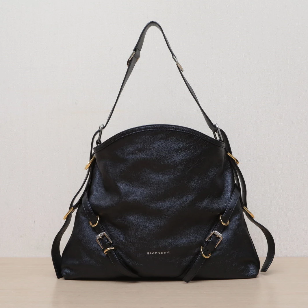 99新 Givenchy/纪梵希 【黑黑】 黑色 金银扣 Voyou 单肩包