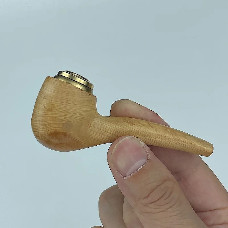 老式手工打磨实木便携弯式金属烟锅男士迷你烟斗