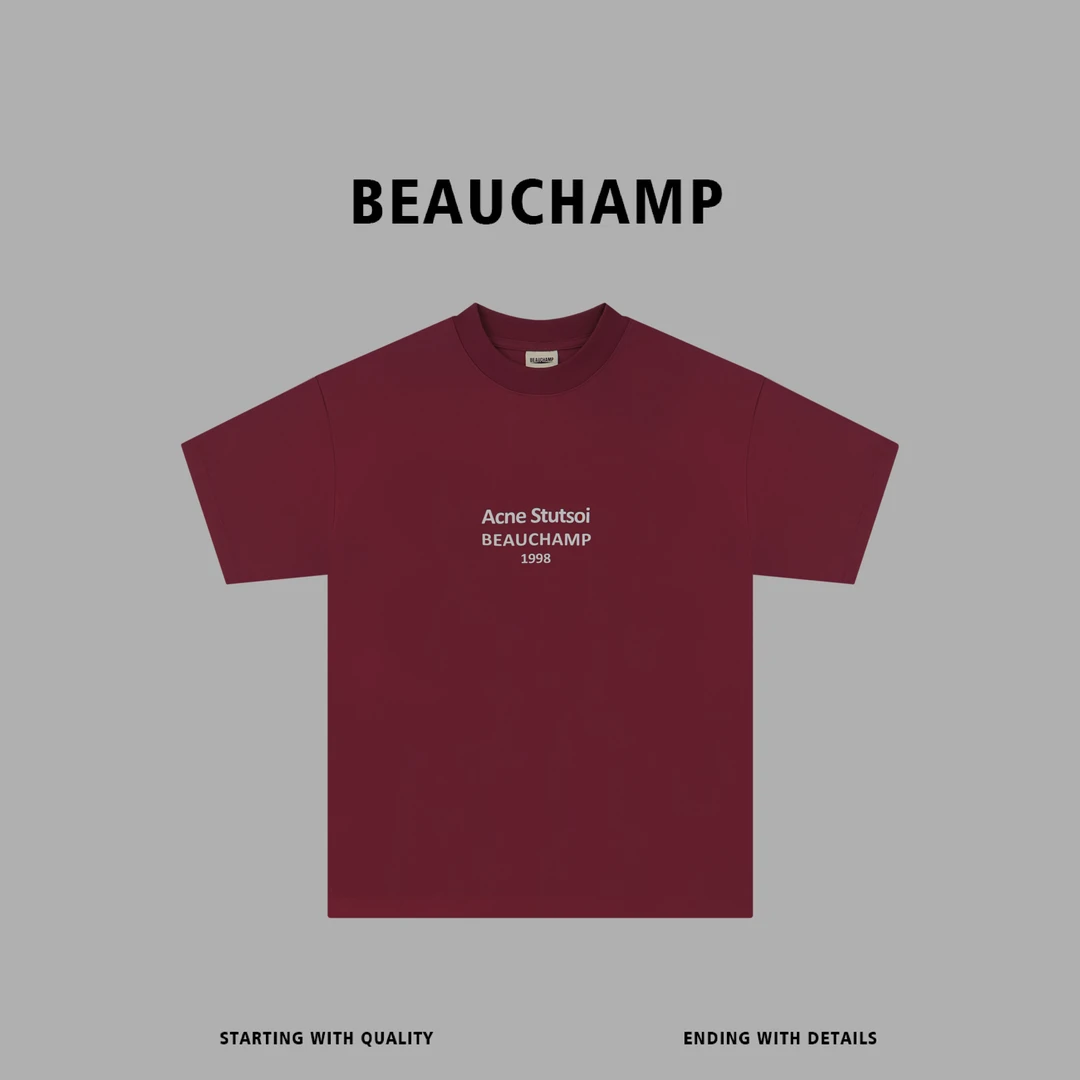 Beau champ品牌 新款速干吸汗字母笑脸宽松休闲短袖T恤 6382#