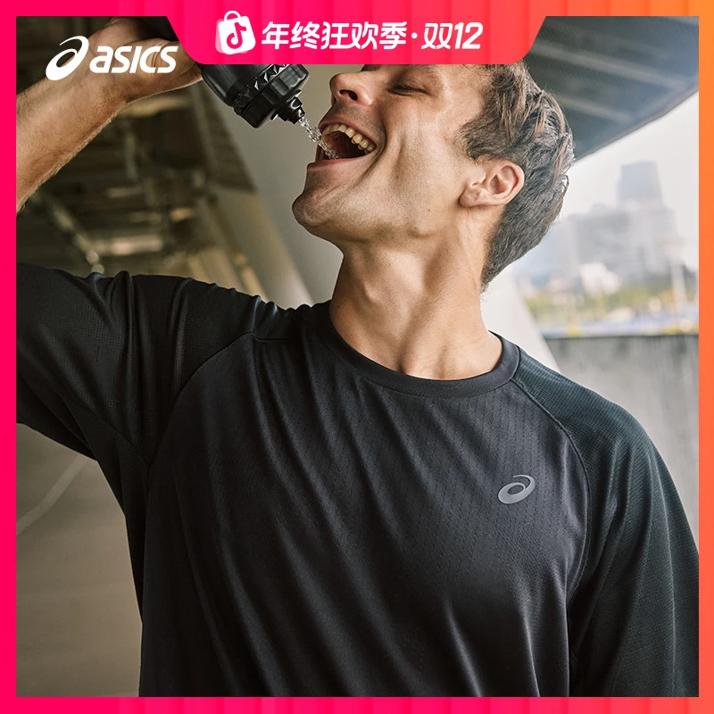 新年战袍ASICS亚瑟士新款男子透气跑步男式ACTIBREEZE运动短袖T