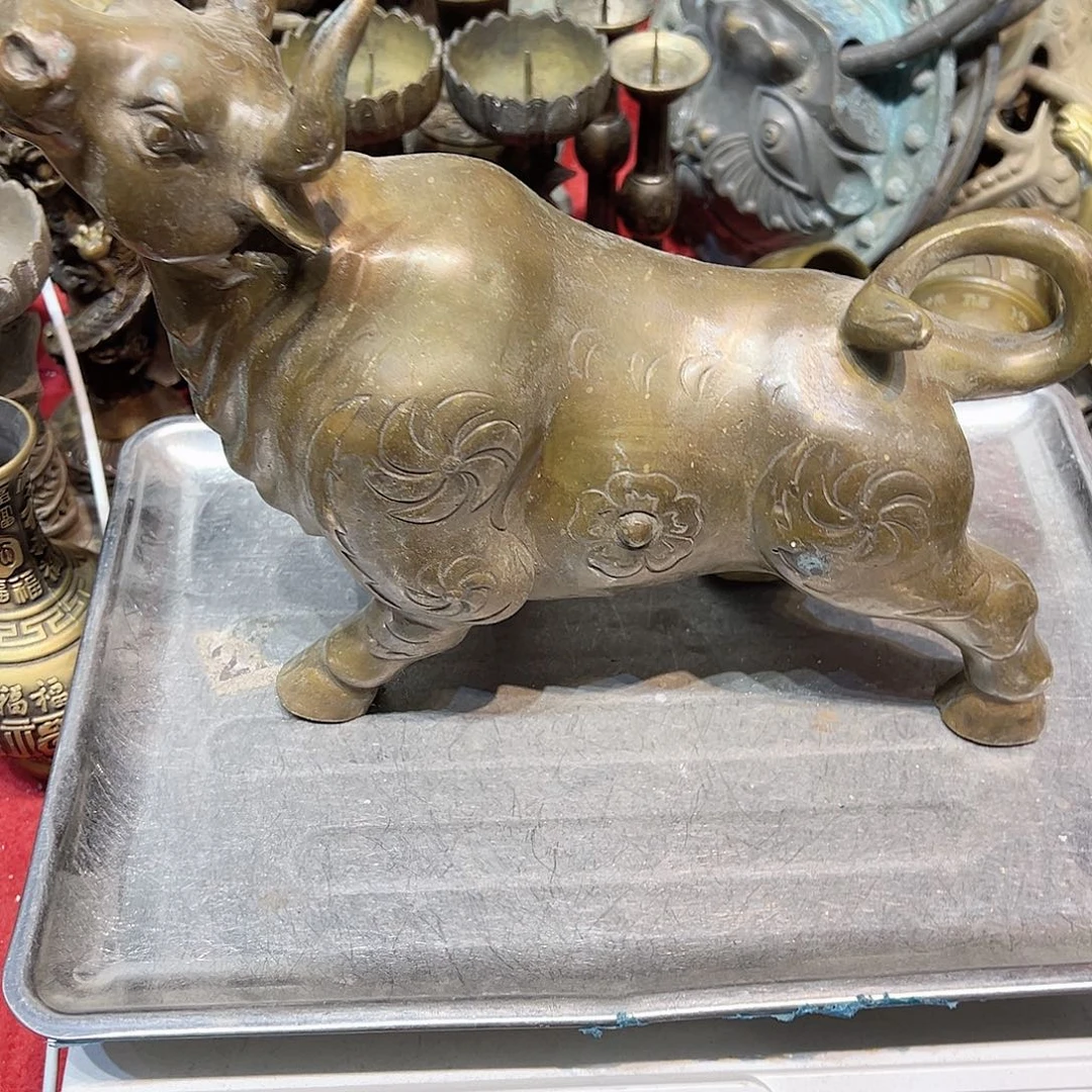 根**原黄铜摆件，文房摆件