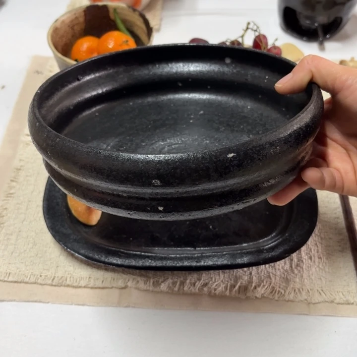 陶瓷阿沐黑釉轮胎碗