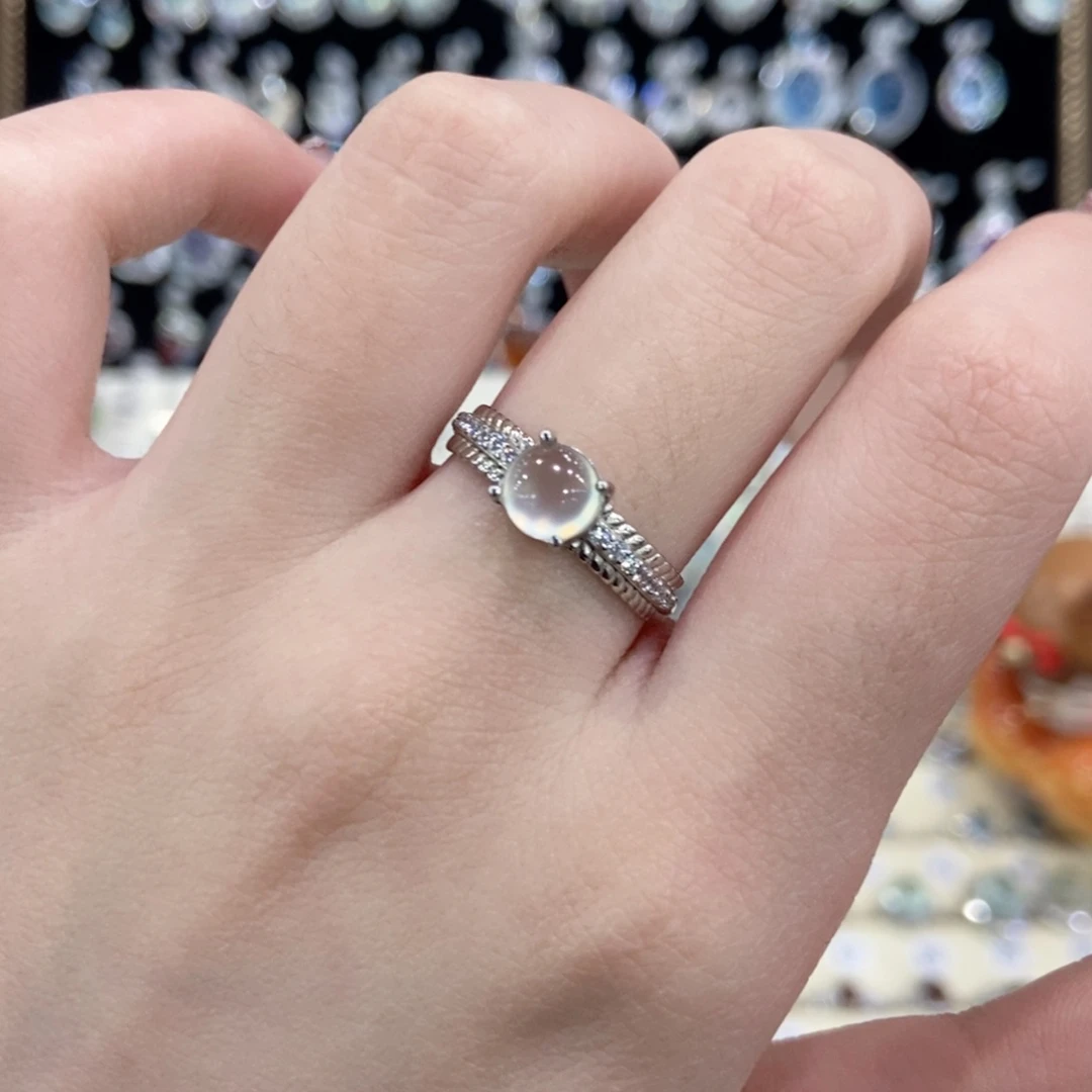 蛇纹石玉银S925镶嵌戒指