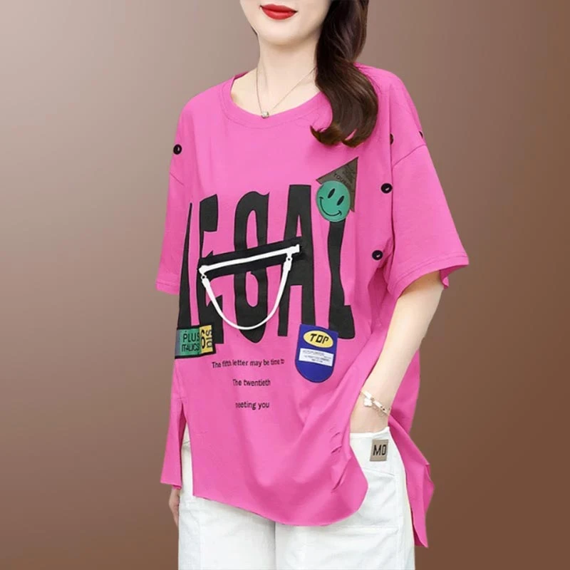 短袖潮T恤藏肉2025年夏季新款女装遮肚显瘦上衣设计感大码休闲风