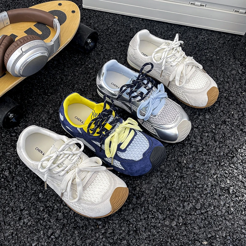 TC76小歪头复古撞色平底德训2025年新款网面透气休闲鞋FZNDD058