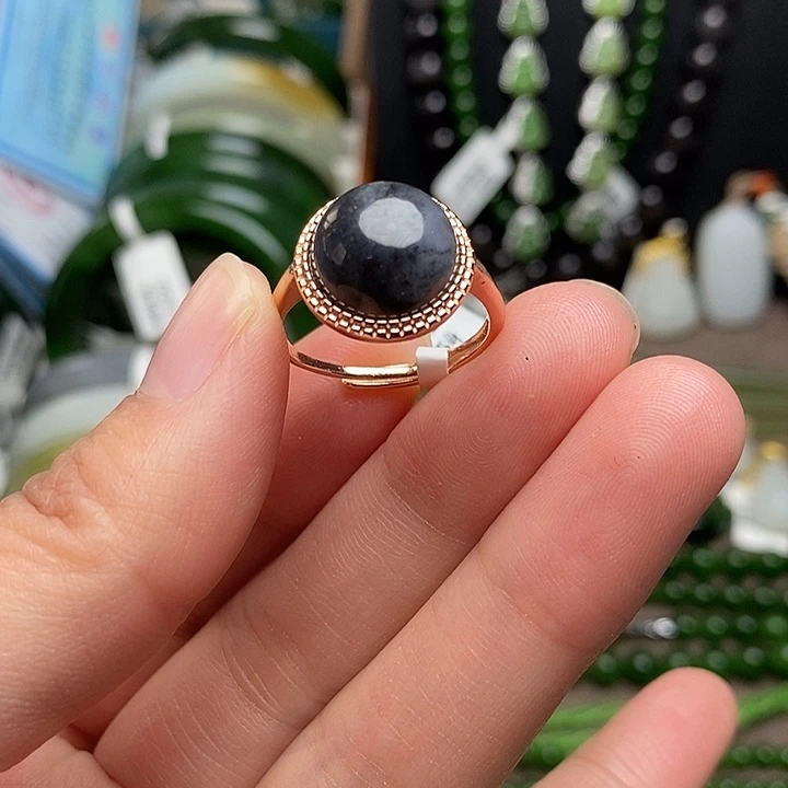 和田玉银S925镶嵌戒指