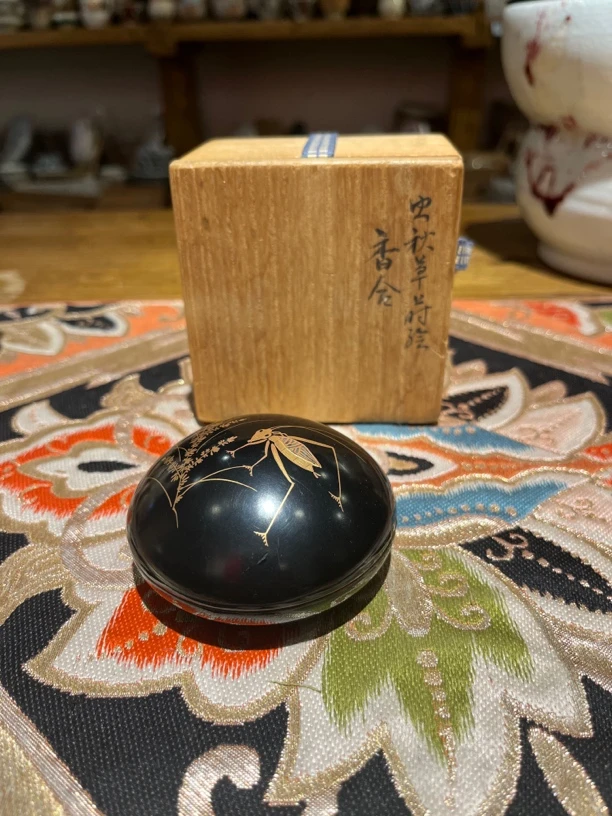 虫秋草莳绘香盒 香粉盒 香盘盒 莳绘漆器