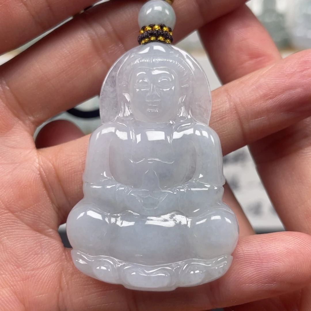 翡翠未镶嵌颈饰天然翡翠A货观音108号