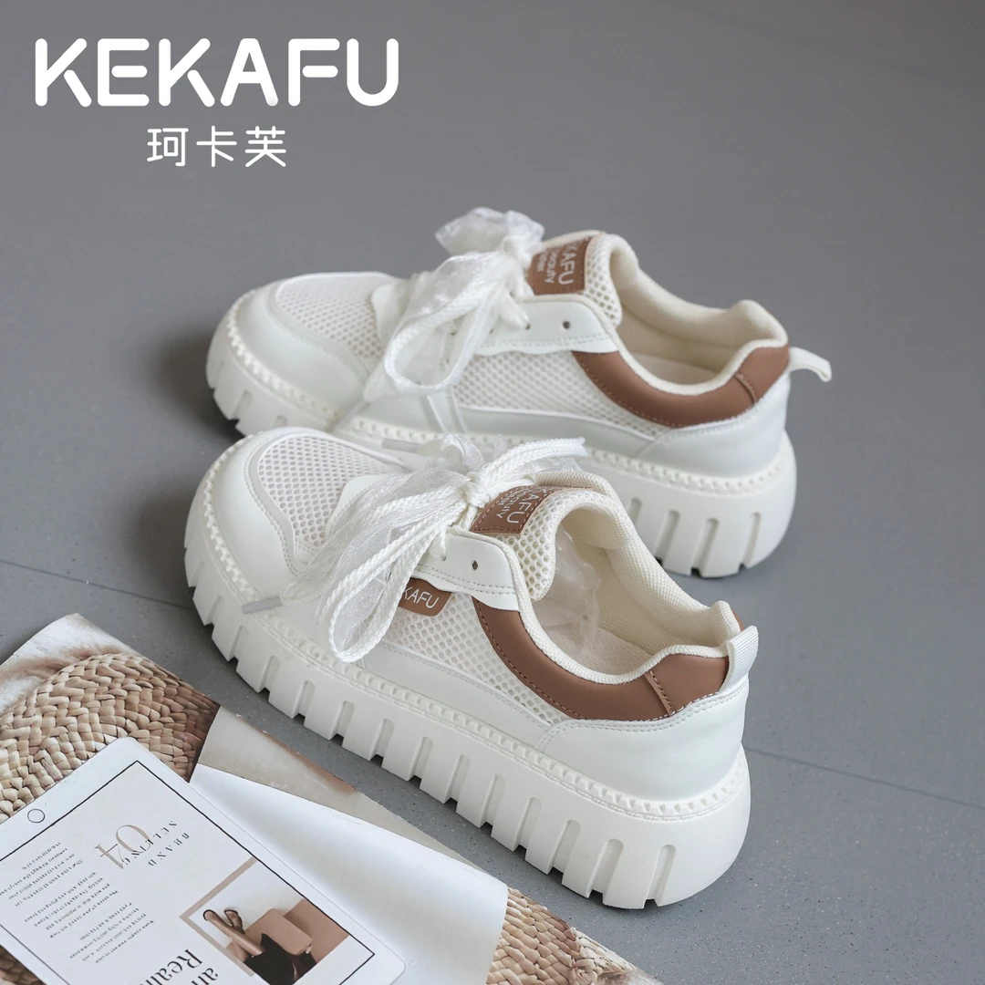 珂卡芙2025夏季新款时尚百搭休闲透气板鞋潮流蝴蝶结少女心阿甘鞋