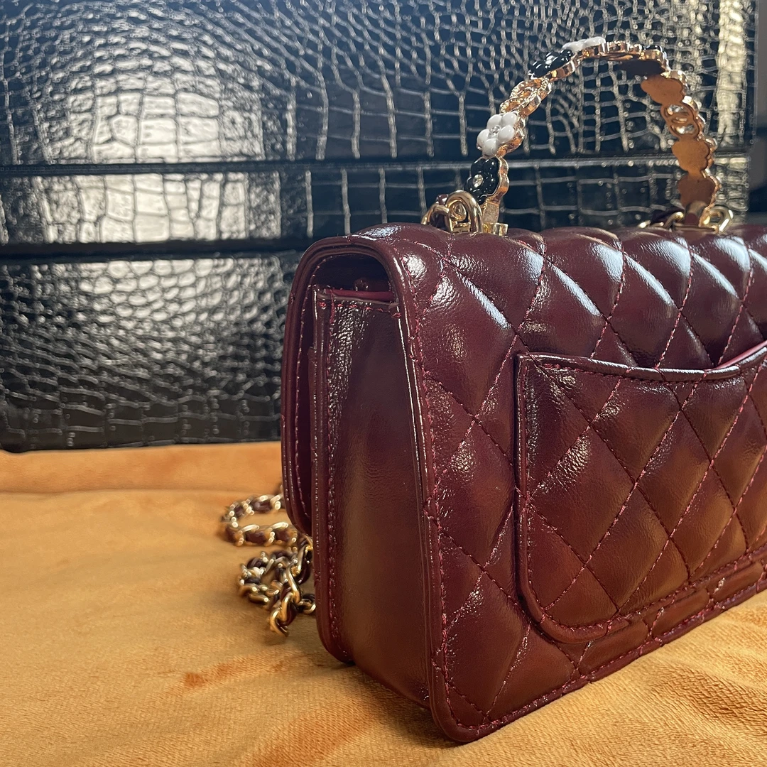 HIRMRIS手工真皮包550702-红  花钻香