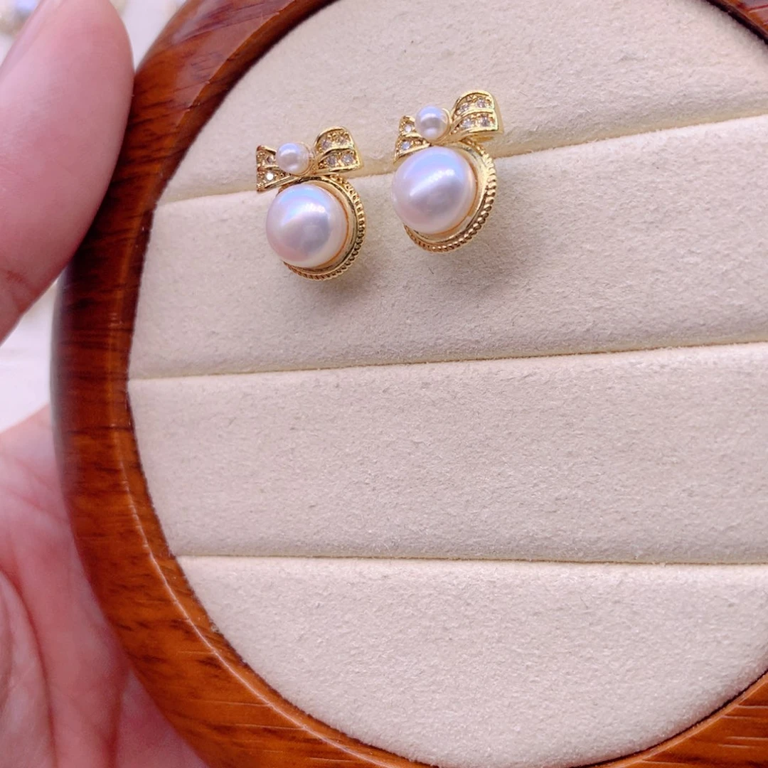 合金淡水珍珠耳饰