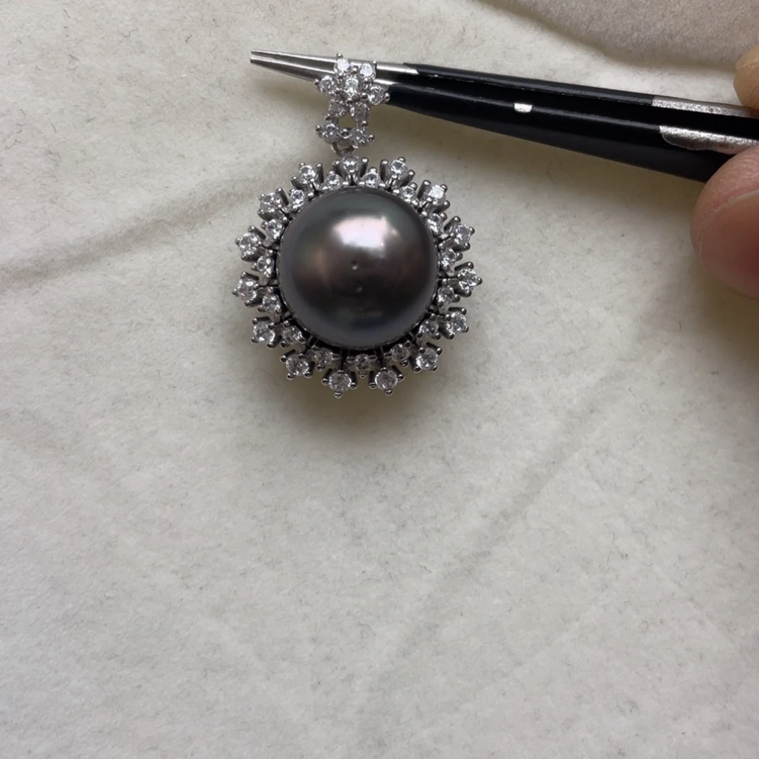 海水珍珠银S925镶嵌吊坠(不含链)