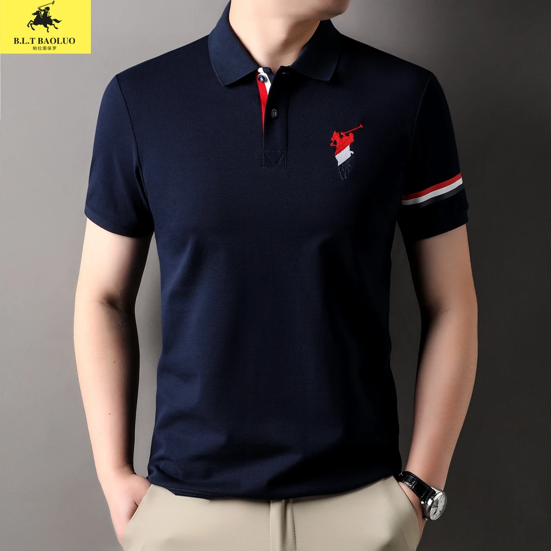 B.L.TBAOLUO保罗男士夏季翻领Polo衫时尚半袖冰丝高档T恤速干宽松