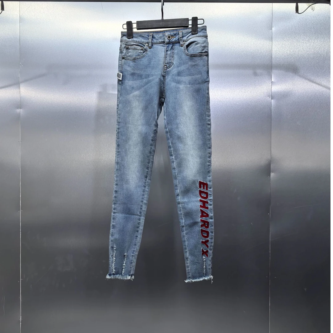 K05(ST)-31431-EDX裤腿刺绣印花时尚直筒牛仔裤