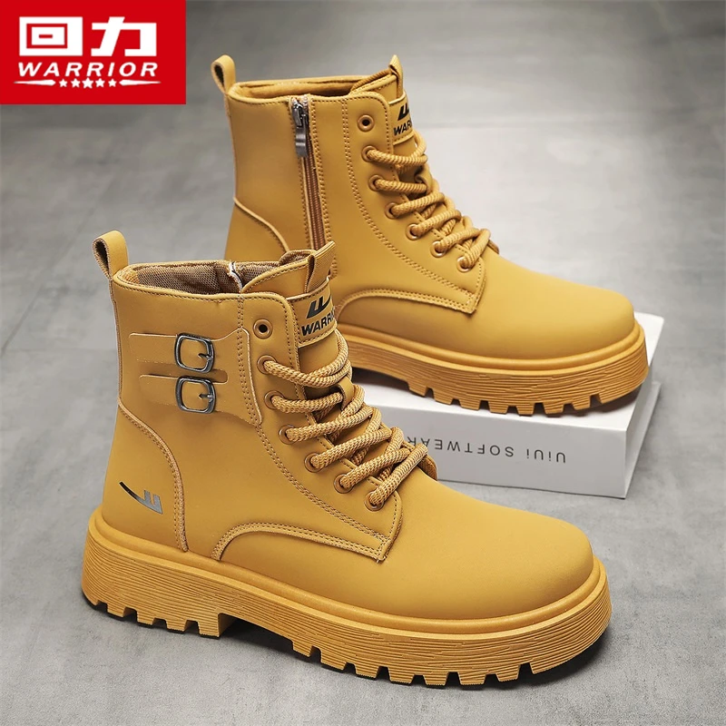 回力男鞋子男款马丁冬季2025年爆款网红大黄靴增高皮鞋痞帅高级感