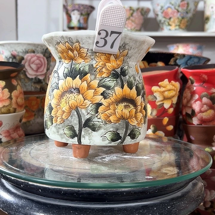 景德镇手绘花盆幸运花盆我****界