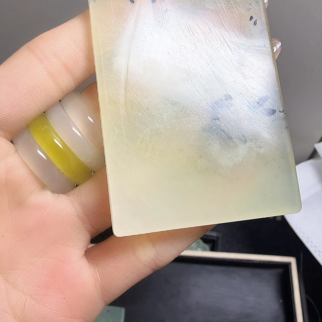 蛇纹石玉平安无事牌微瑕有压痕不退换未镶嵌