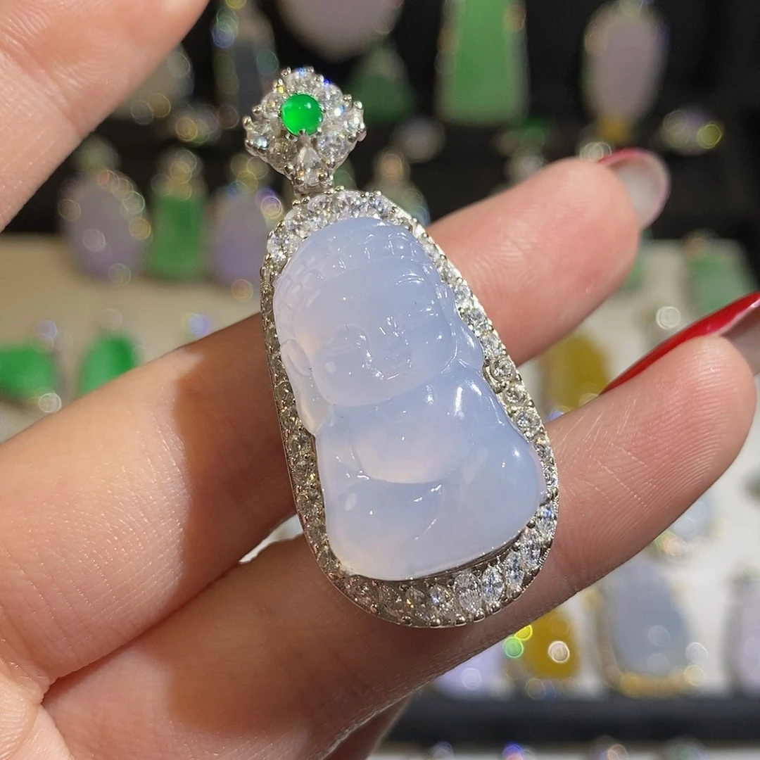 翡翠颈饰银S925镶嵌天然翡翠