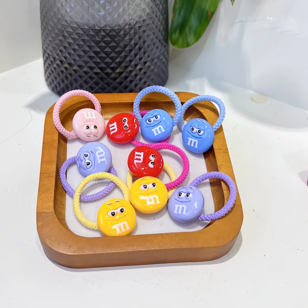 春季新款马卡龙M豆可爱猫咪拇指圈高弹力小宝儿童发饰宝宝头绳