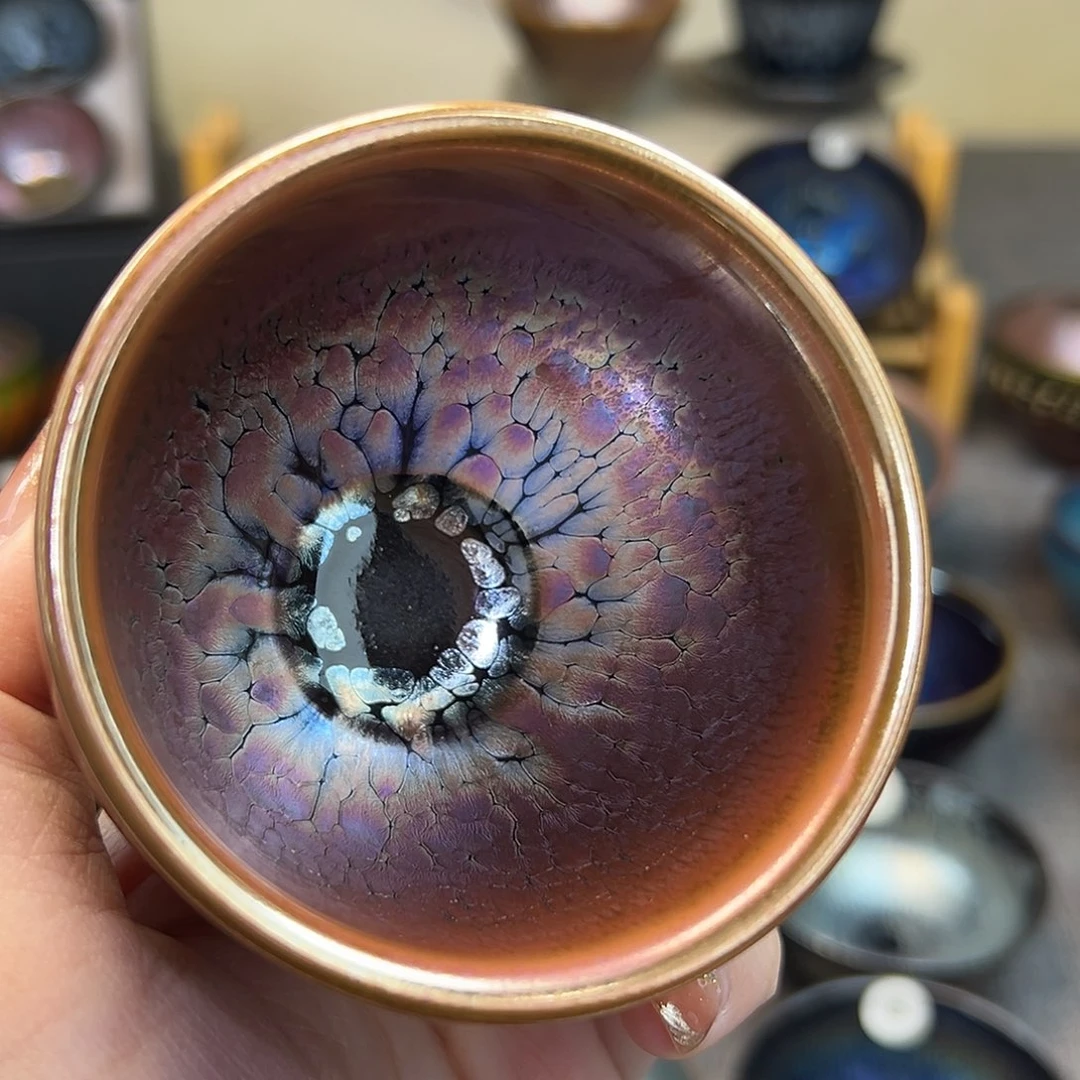茶盏彩金釉滴手握