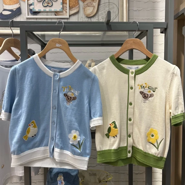 Teenie weenie两色短袖针织开衫