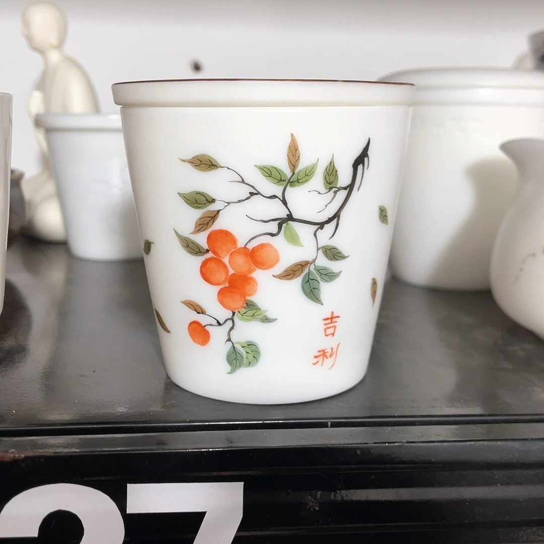 冰种素烧手绘可乐杯